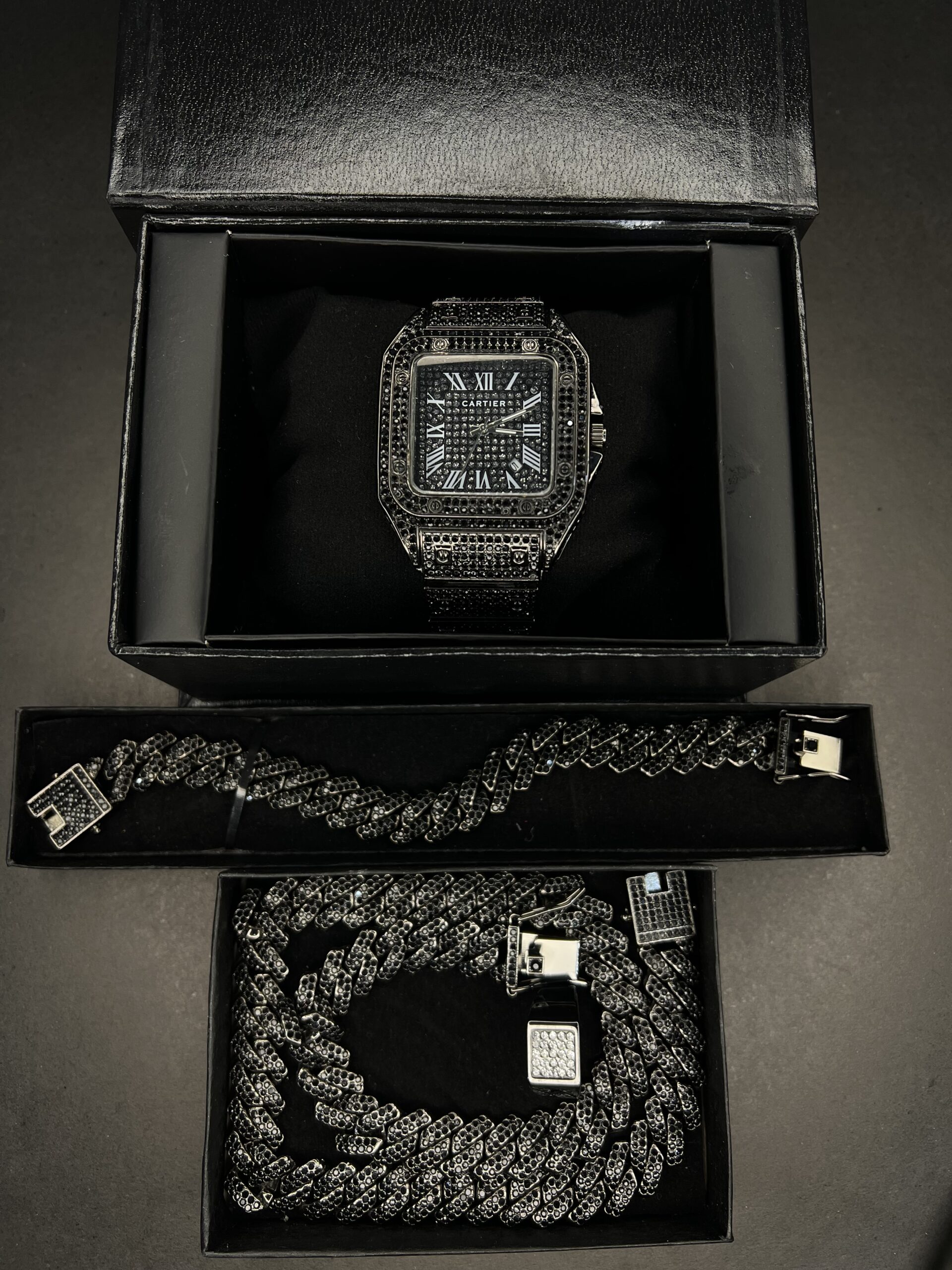 Iced Out Luxury watch & Cuban Chain Set