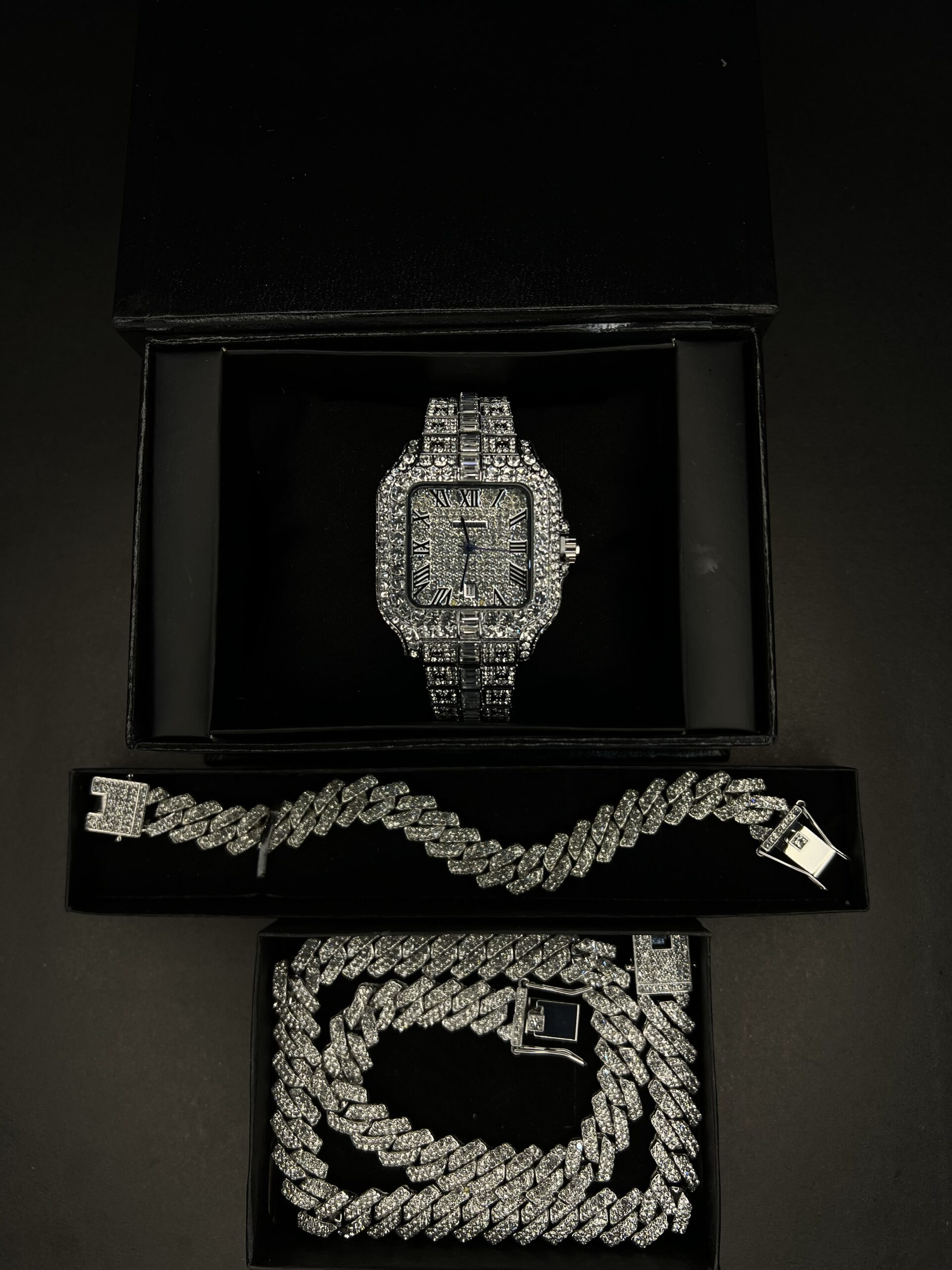 Iced Out Luxury Watch & Chain Set